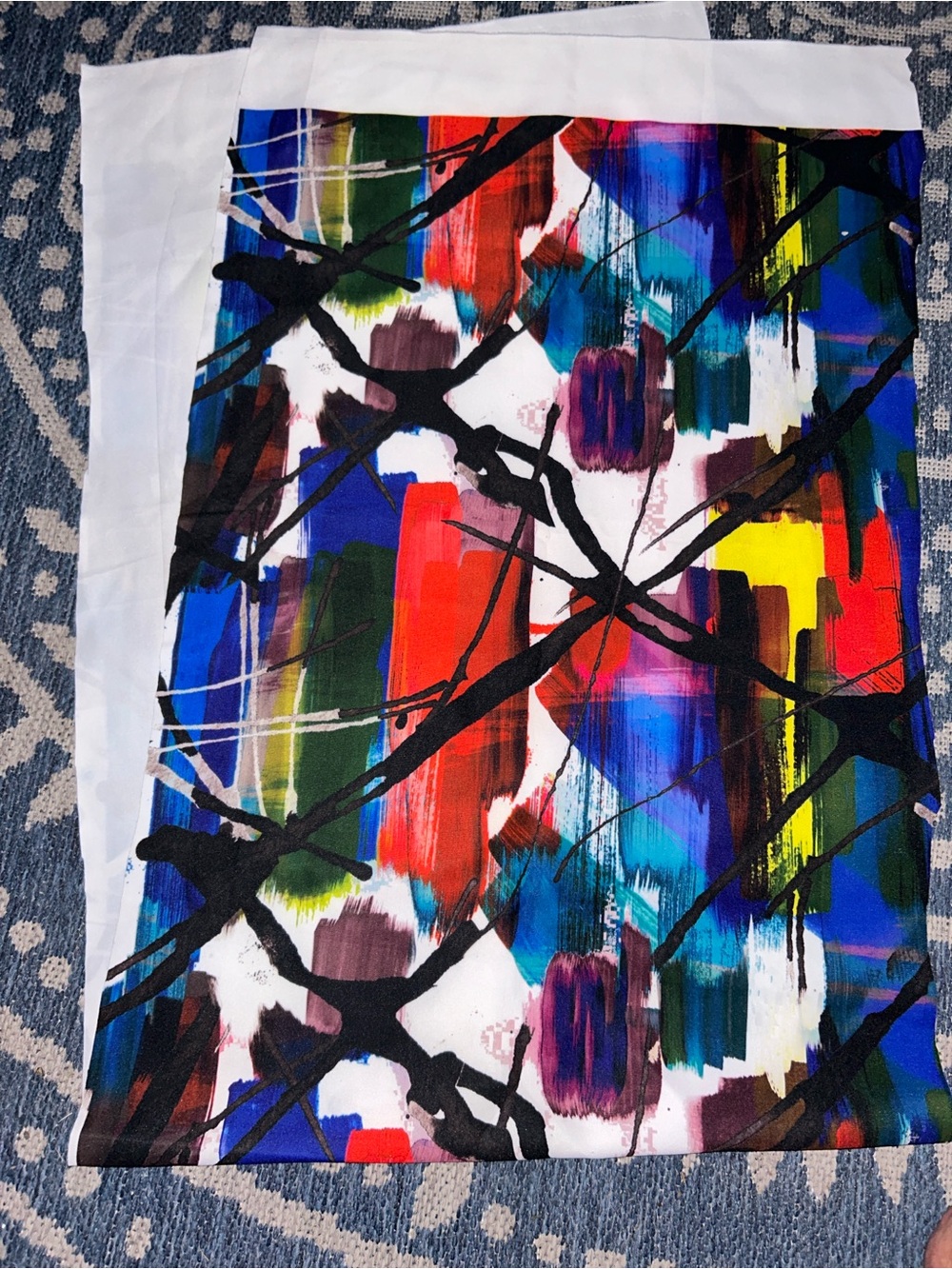 Abstract Spandex Fabric Artist Brushstroke Synthetic Stretch Thick Quality
